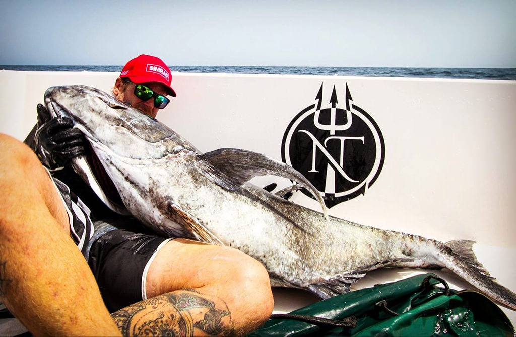 No Boundaries Charter owner Ed Nicholas on 100lb braid (unofficial 75kg world record GT)